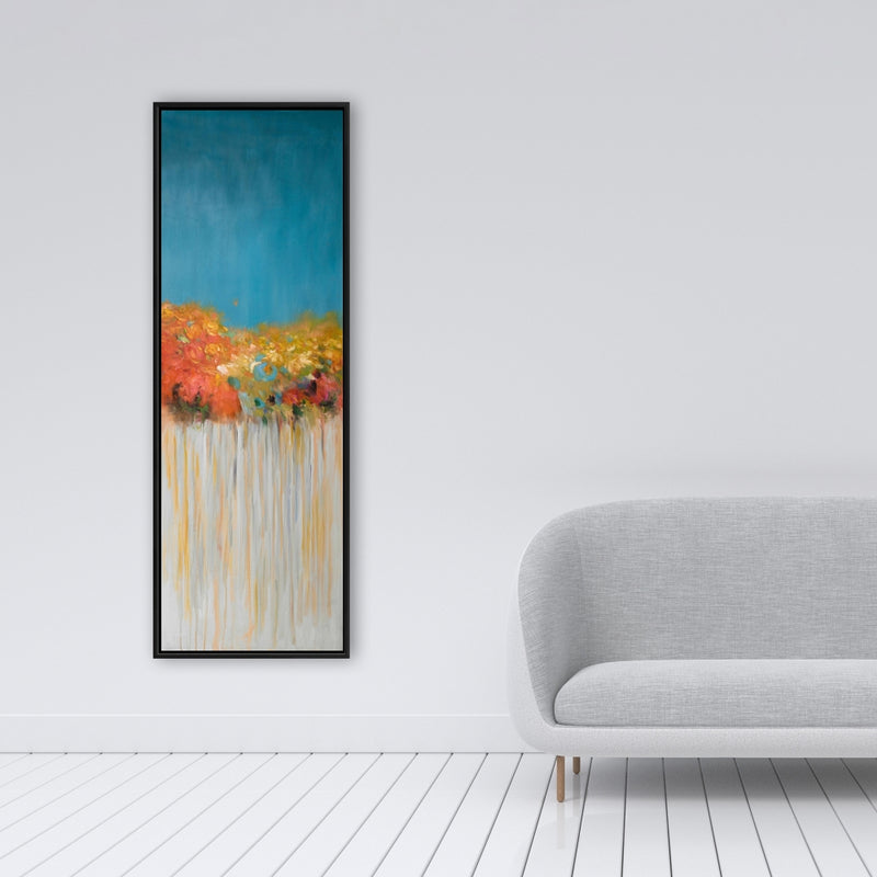 Colorful Abstract Flowers On A Grey Background, Fine art gallery wrapped canvas 16x48