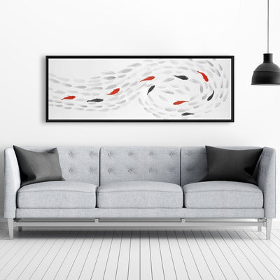 Swimming Fish Swirl, Fine art gallery wrapped canvas 16x48