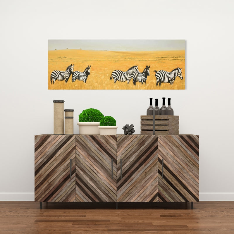 Herd Of Zebra, Fine art gallery wrapped canvas 16x48