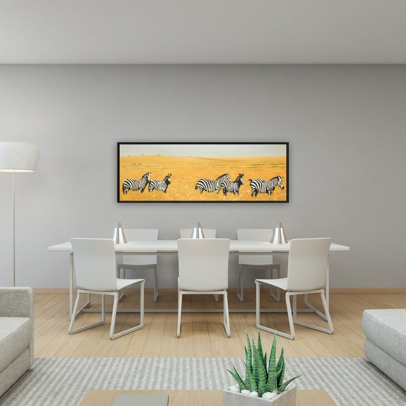 Herd Of Zebra, Fine art gallery wrapped canvas 16x48