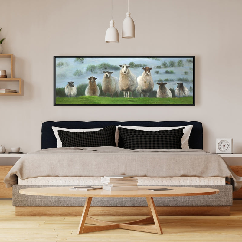 Flock Of Sheep, Fine art gallery wrapped canvas 16x48