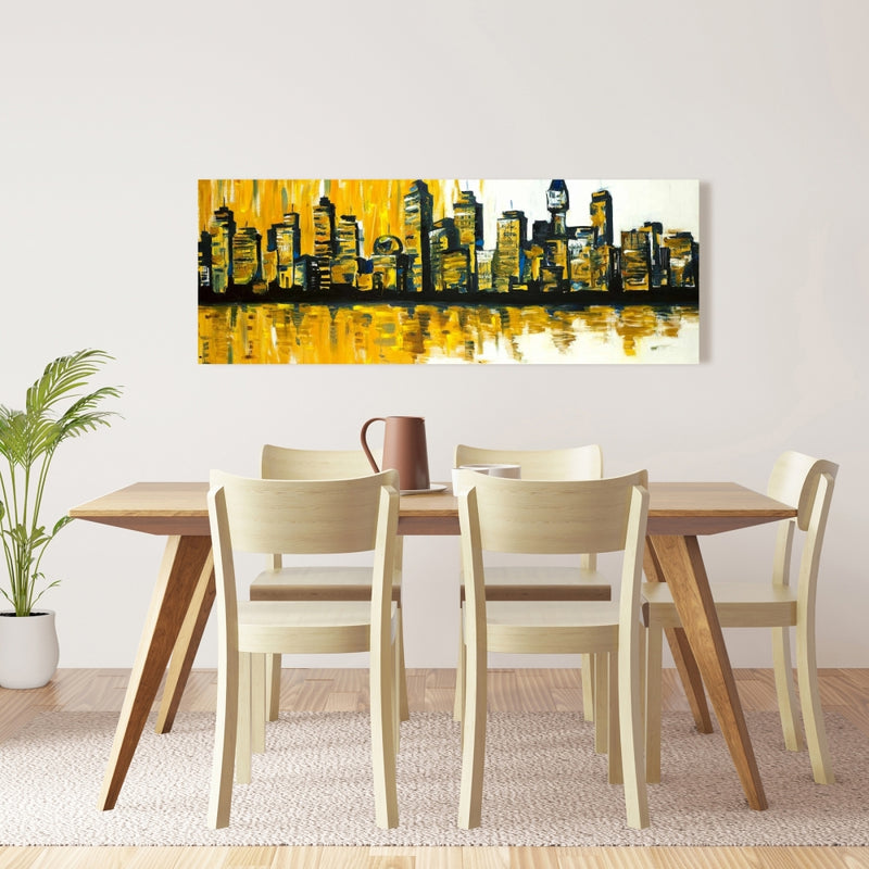Yellow City, Fine art gallery wrapped canvas 16x48