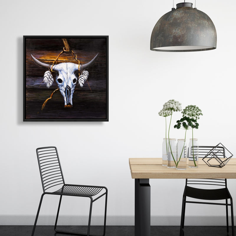 Hanged Bull Skull, Fine art gallery wrapped canvas 36x36