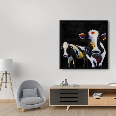 Two Funny Cows, Fine art gallery wrapped canvas 36x36