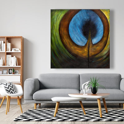 Peacock Feather Center, Fine art gallery wrapped canvas 24x36
