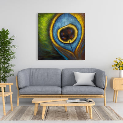 Peacock Feather Closeup, Fine art gallery wrapped canvas 24x36