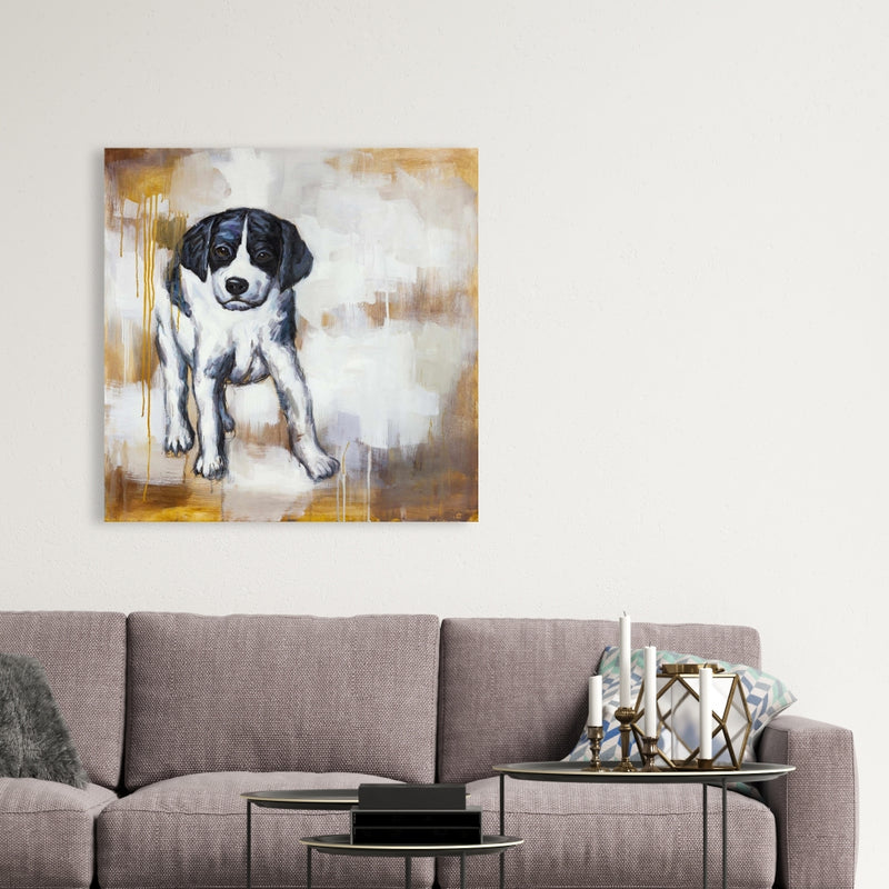 Curious Puppy Dog, Fine art gallery wrapped canvas 24x36