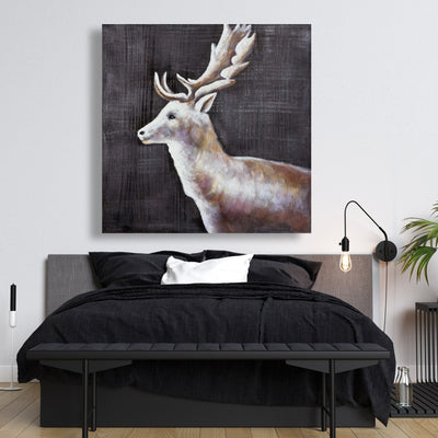 Deer Profile View In The Dark, Fine art gallery wrapped canvas 24x36