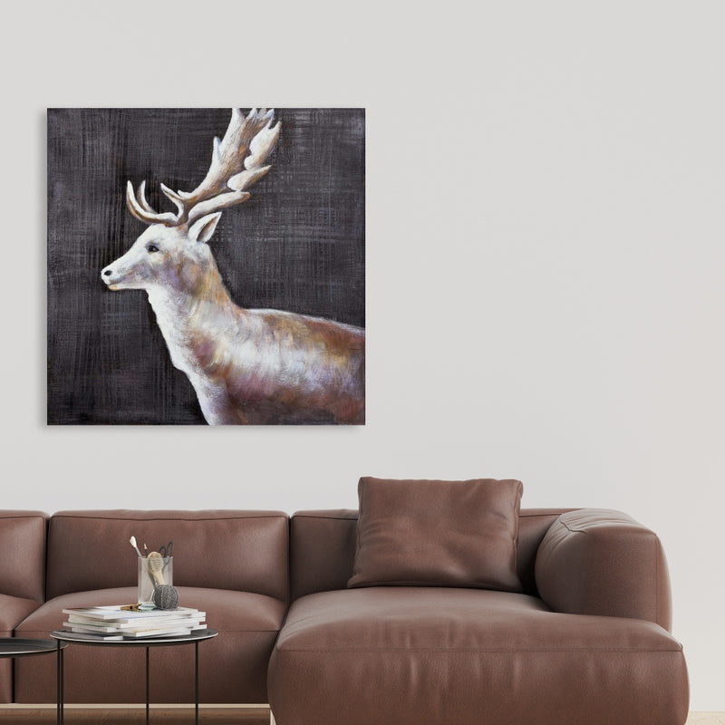 Deer Profile View In The Dark, Fine art gallery wrapped canvas 24x36