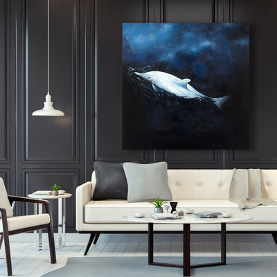 Swimming Dolphin, Fine art gallery wrapped canvas 24x36