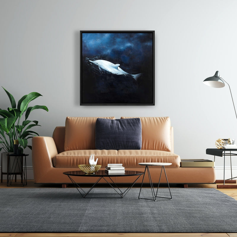 Swimming Dolphin, Fine art gallery wrapped canvas 24x36