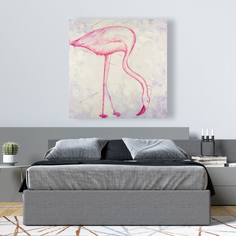 Pink Flamingo Sketch, Fine art gallery wrapped canvas 36x36