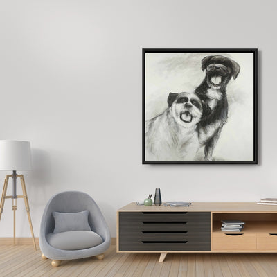Happy Dogs Sketch, Fine art gallery wrapped canvas 36x36