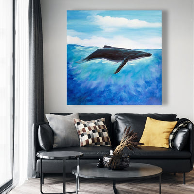 Blue Whale, Fine art gallery wrapped canvas 16x48