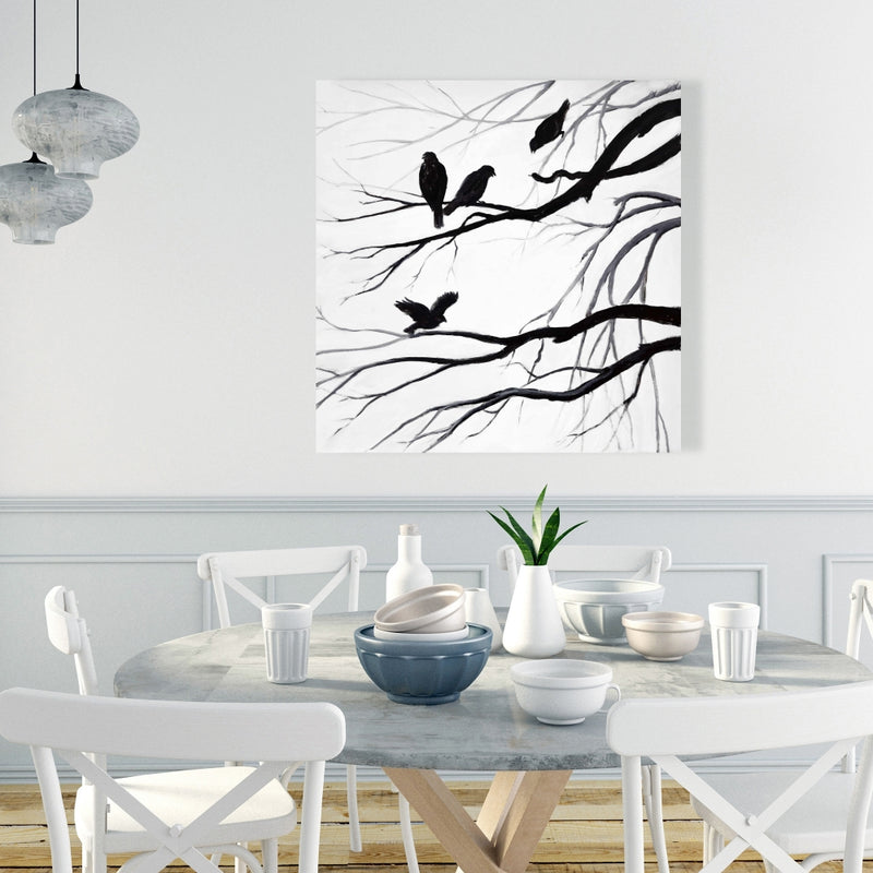 Silhouette Of Birds, Fine art gallery wrapped canvas 16x48