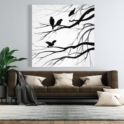 Silhouette Of Birds, Fine art gallery wrapped canvas 16x48