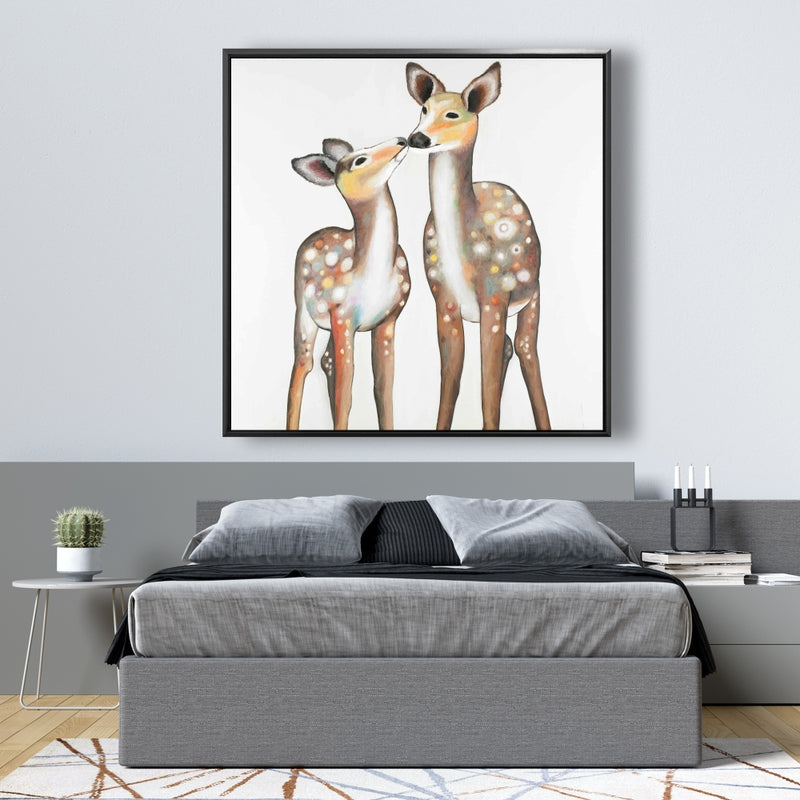 Deer With Its Fawn, Fine art gallery wrapped canvas 36x36