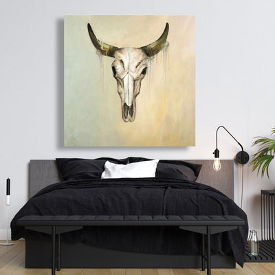 Color Fading Bull Skull, Fine art gallery wrapped canvas 24x36