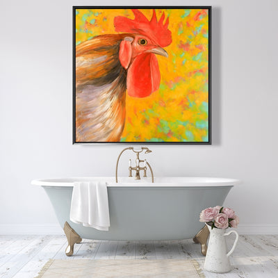 Colorful Rooster, Fine art gallery wrapped canvas 36x36