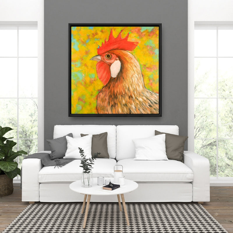 Colorful Chicken, Fine art gallery wrapped canvas 36x36