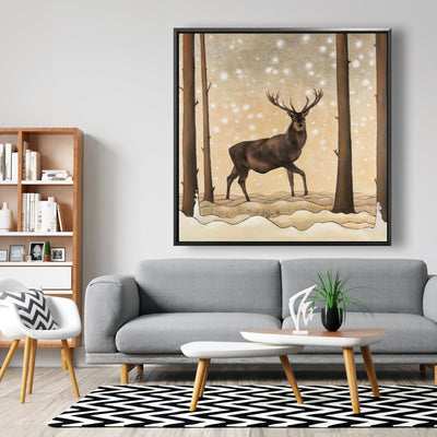 Roe Deer In A Winter Landscape, Fine art gallery wrapped canvas 24x36