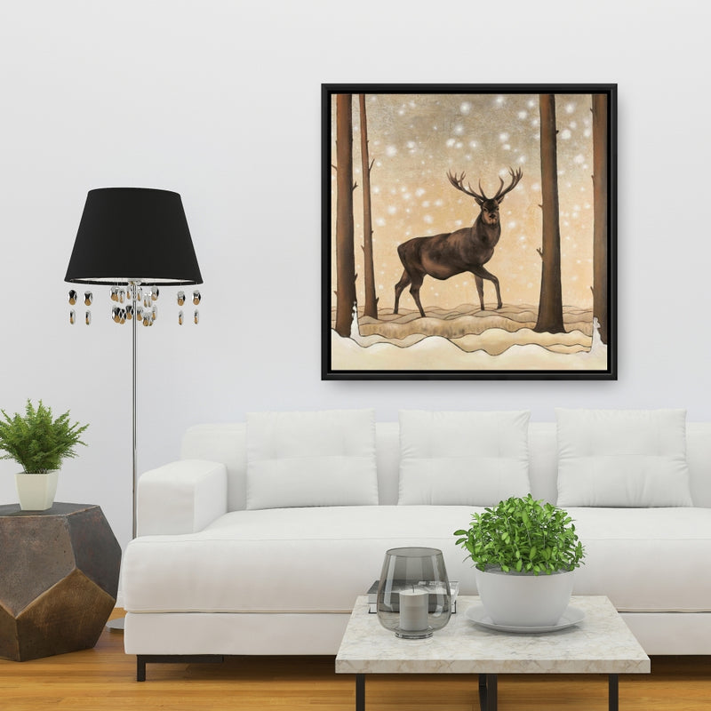 Roe Deer In A Winter Landscape, Fine art gallery wrapped canvas 24x36