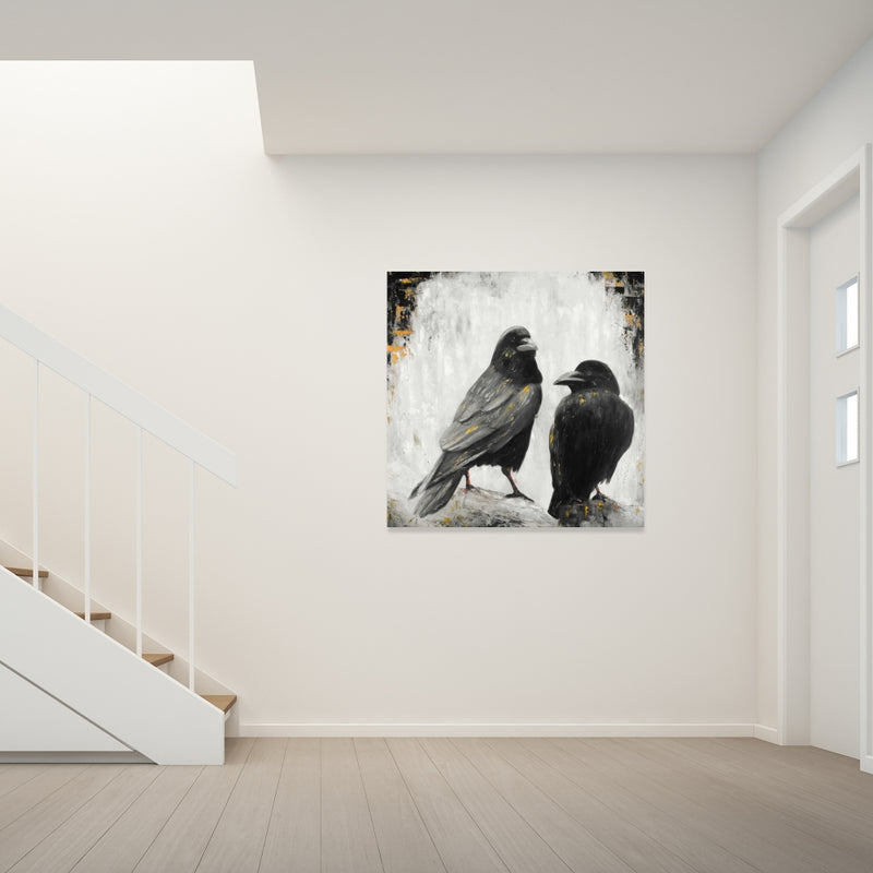 Two Crows Birds, Fine art gallery wrapped canvas 36x36