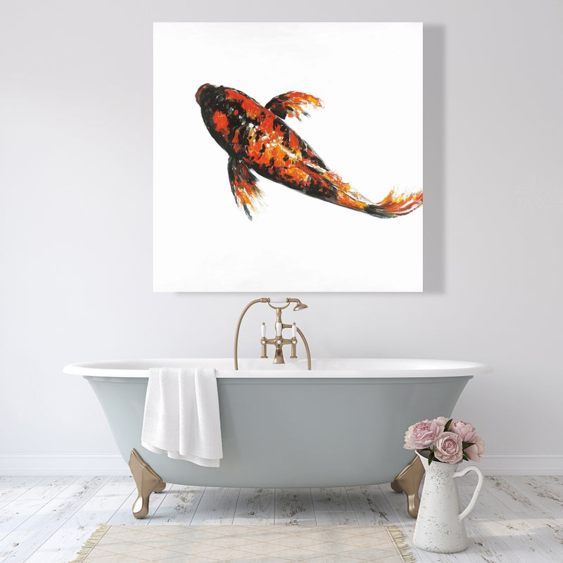 Red Butterfly Koi Fish, Fine art gallery wrapped canvas 36x36