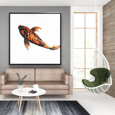 Red Butterfly Koi Fish, Fine art gallery wrapped canvas 36x36