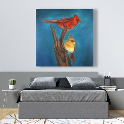 Birds On A Branch, Fine art gallery wrapped canvas 36x36