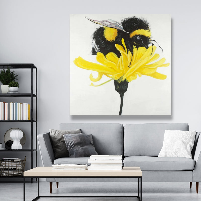 Bumblebee On A Dandelion, Fine art gallery wrapped canvas 24x36