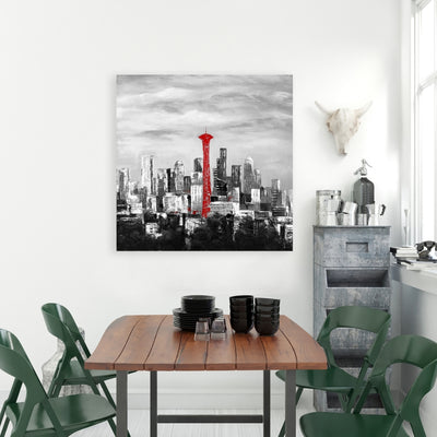 Space Needle In Red, Fine art gallery wrapped canvas 16x48