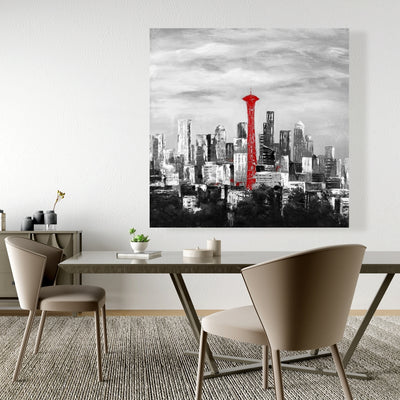 Space Needle In Red, Fine art gallery wrapped canvas 16x48