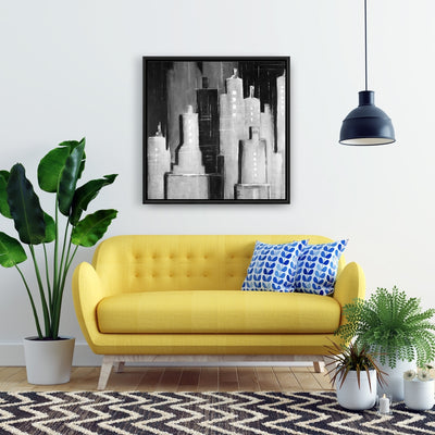 Abstract Black And White Cityscape, Fine art gallery wrapped canvas 24x36