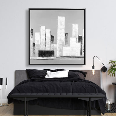 Abstract Black And White Buildings, Fine art gallery wrapped canvas 36x36