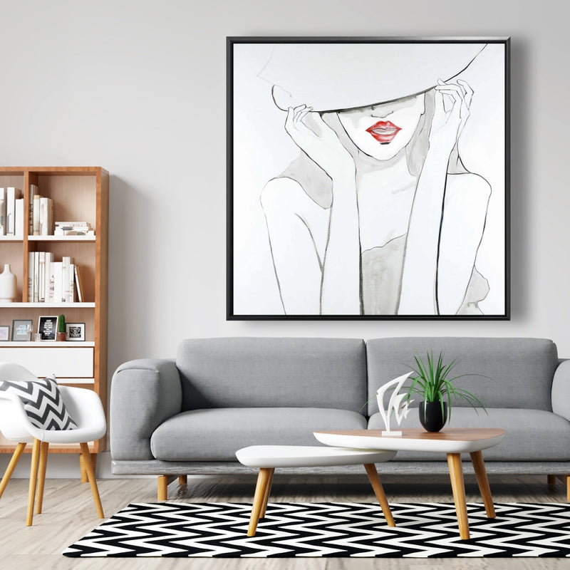 Woman With Big Hat, Fine art gallery wrapped canvas 24x36