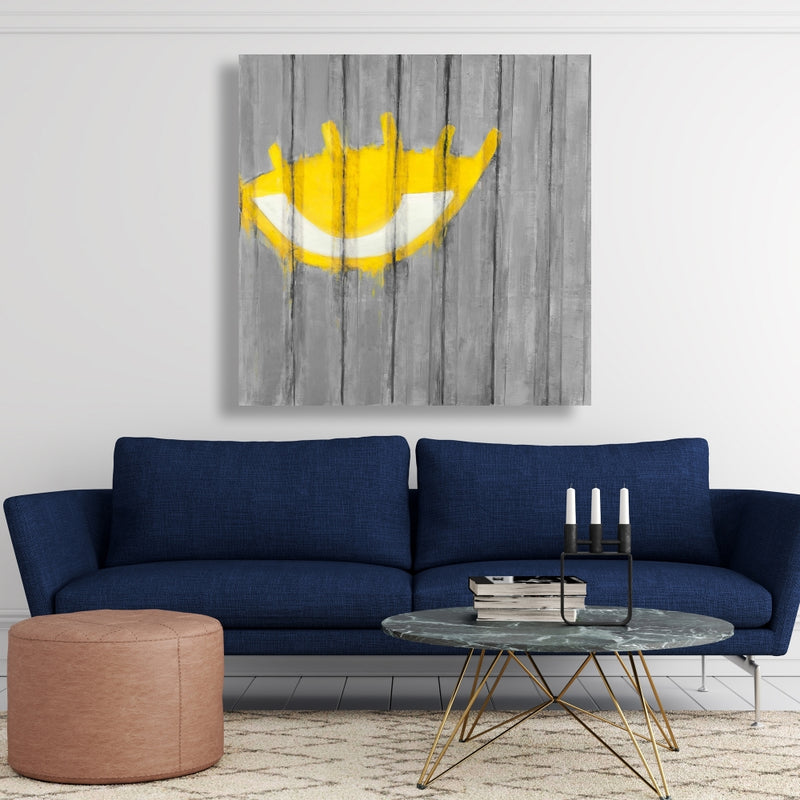 Yellow Eye Graffiti On A Container, Fine art gallery wrapped canvas 24x36