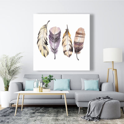 Purple Feather Set, Fine art gallery wrapped canvas 24x36