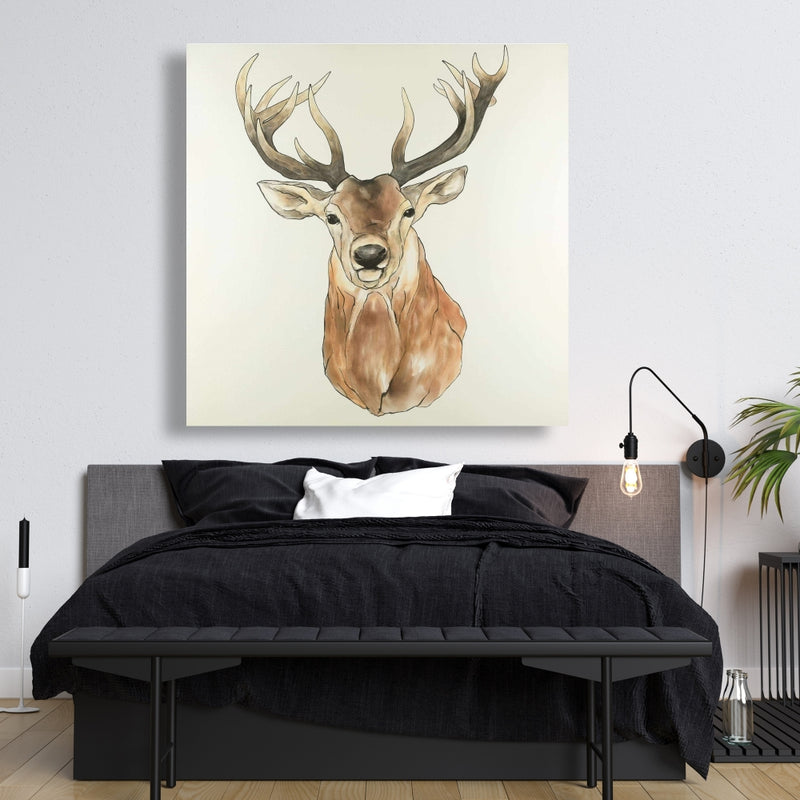 Front Deer Portrait, Fine art gallery wrapped canvas 36x36