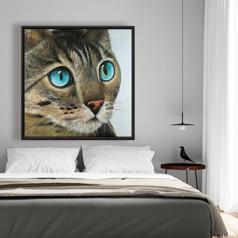 Curious Cat Portrait, Fine art gallery wrapped canvas 36x36