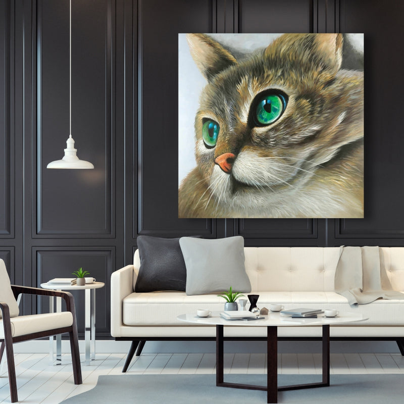 Peaceful Cat Portrait, Fine art gallery wrapped canvas 24x36