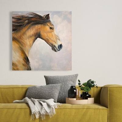 Proud Steed With His Mane In The Wind, Fine art gallery wrapped canvas 36x36