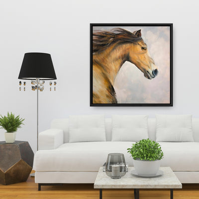 Proud Steed With His Mane In The Wind, Fine art gallery wrapped canvas 36x36