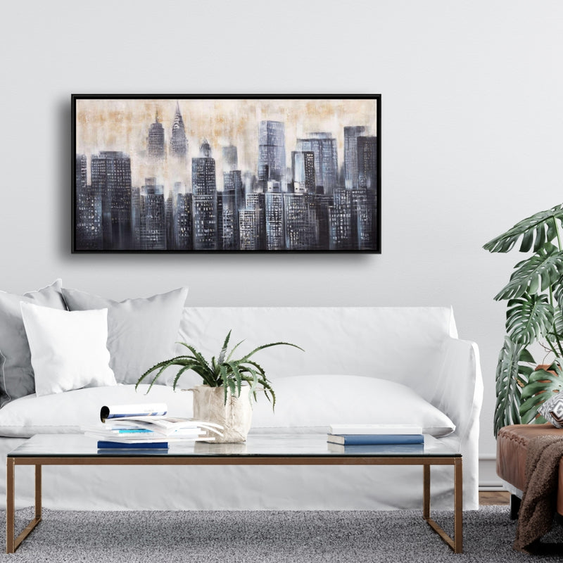 Buildings Through The Clouds , Fine art gallery wrapped canvas 16x48
