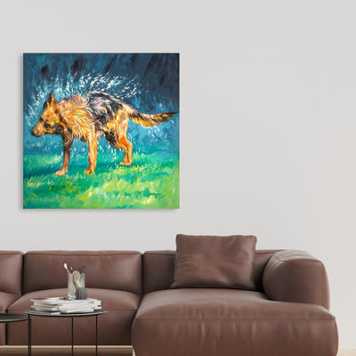 Spin-Dry Wet German Shepherd, Fine art gallery wrapped canvas 24x36