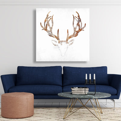 Wood Looking Deer Head, Fine art gallery wrapped canvas 36x36