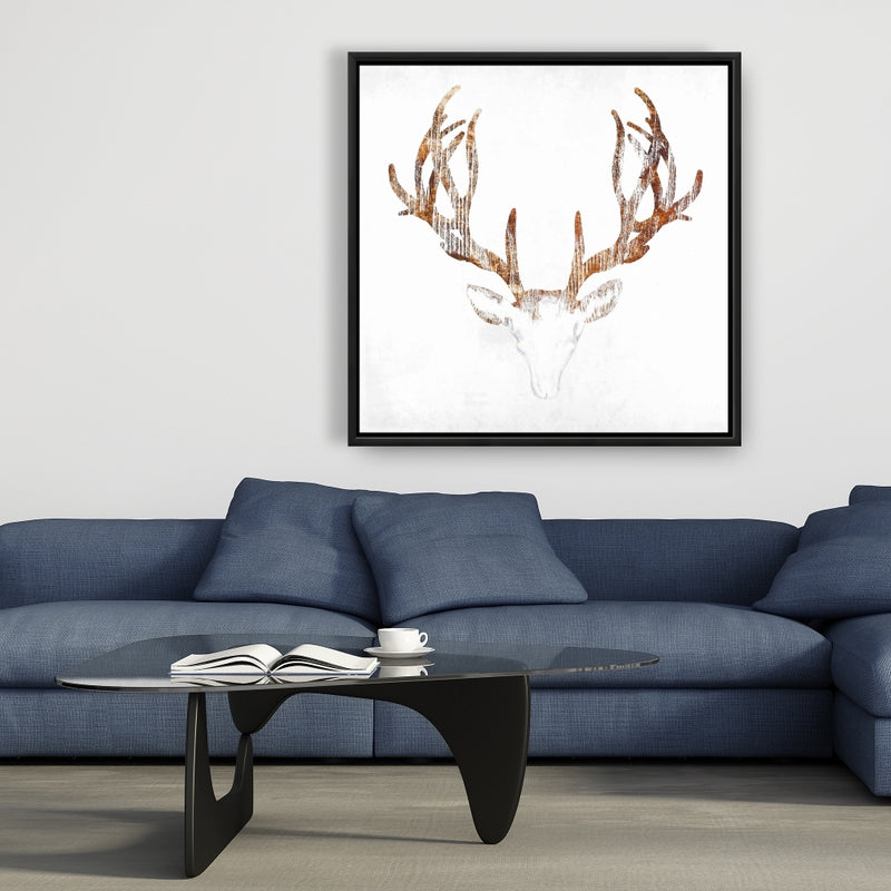 Wood Looking Deer Head, Fine art gallery wrapped canvas 36x36