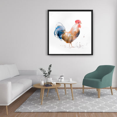 Rooster Watercolor Style, Fine art gallery wrapped canvas 36x36