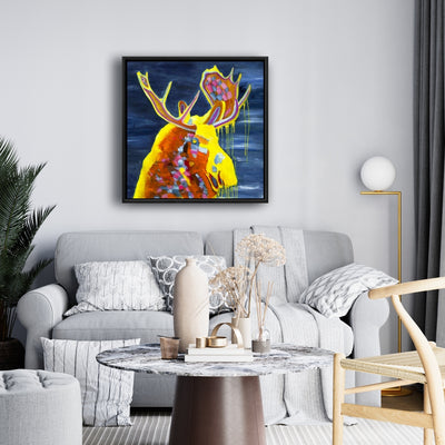 Colorful Moose, Fine art gallery wrapped canvas 36x36