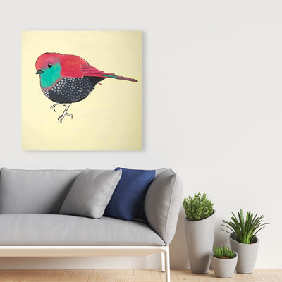 Little Purple Bird Illustration, Fine art gallery wrapped canvas 36x36